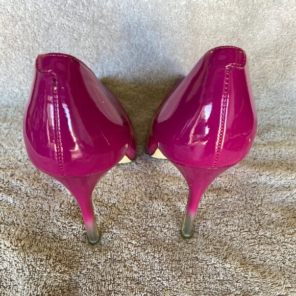 BCBG Generation Hot Pink Patent Leather Pointed Toe Heels (Size 8M / 38) - Picture 7 of 7
